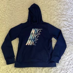 Dri-Fit navy blue Nike hooded sweatshirt